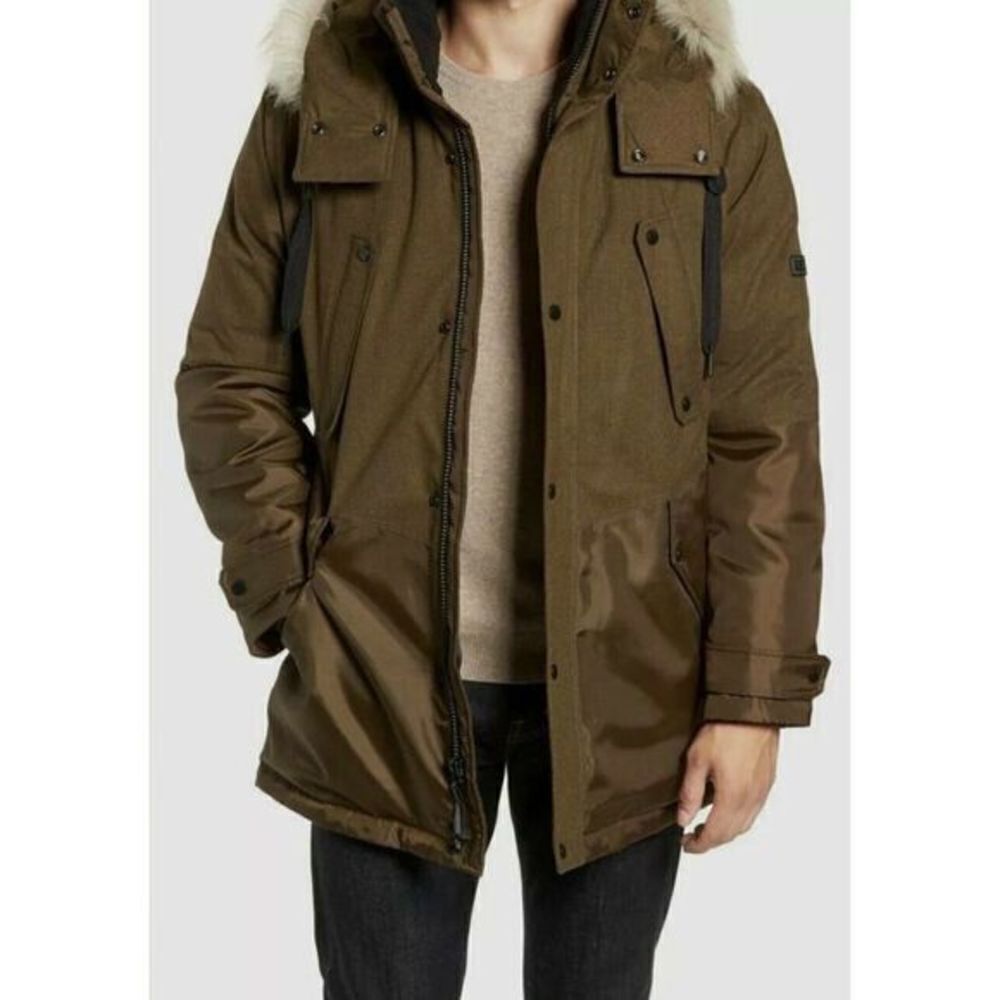 NWT Marc New York Maxfield Jacket - Duck Down Moss Green‎ Fur Hood Large - $350